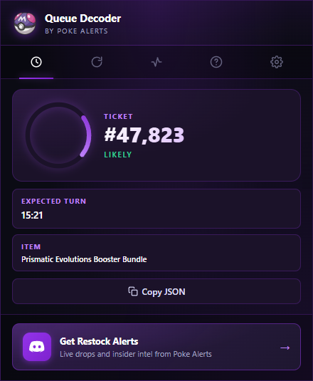 Queue tab with ticket and countdown ring